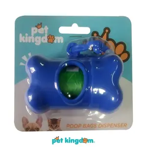 Pet Kingdom 8X4X5 cm Dispenser Kantong Kotoran Hewan Bone - Biru Kantong Pup Tempat Kotoran Wadah Feses Perlengkapan Peliharaan