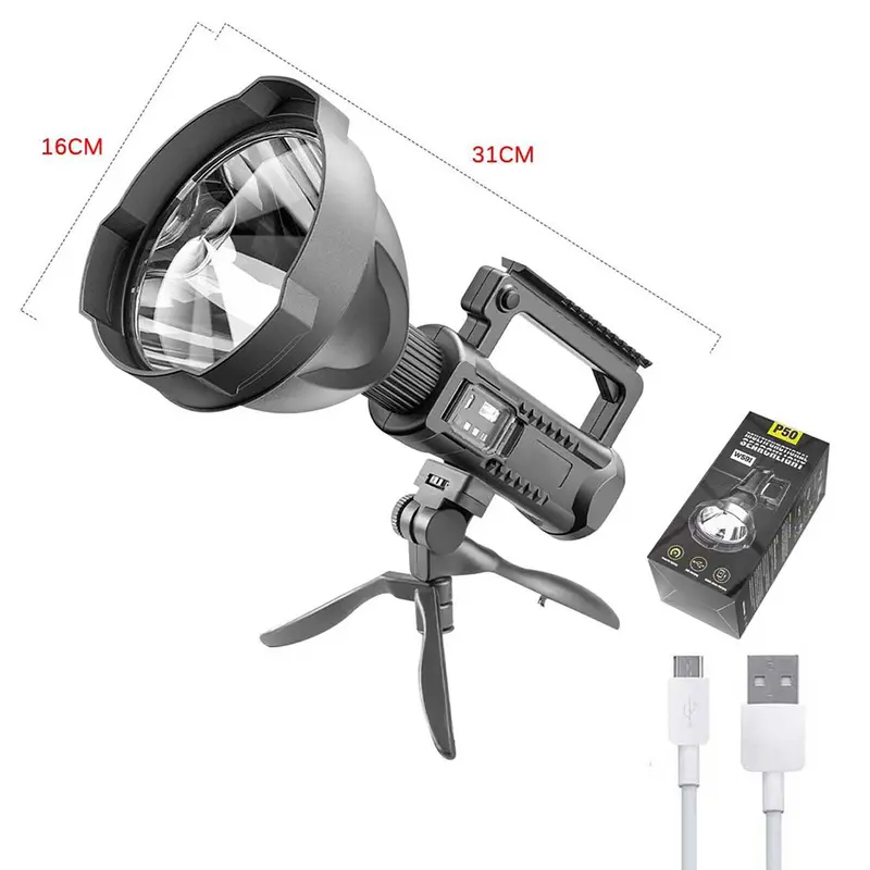 Đèn pin chiếu xa trên 500m W591 bóng XHP70 có độ sáng cao,có chân đế hỗ trợ cố định hướng chiếu đèn. 6