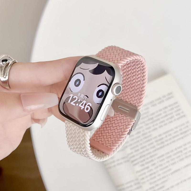ห่วงถักเดี่ยวสำหรับ Apple Watch สายรัดพิเศษ 49 มม. 40/44/45/41/42/38 มม. สร้อยข้อมือเข็มขัดไนลอนยืดหยุ่นสำหรับ iWatch series 7 3 se 6 8 1
