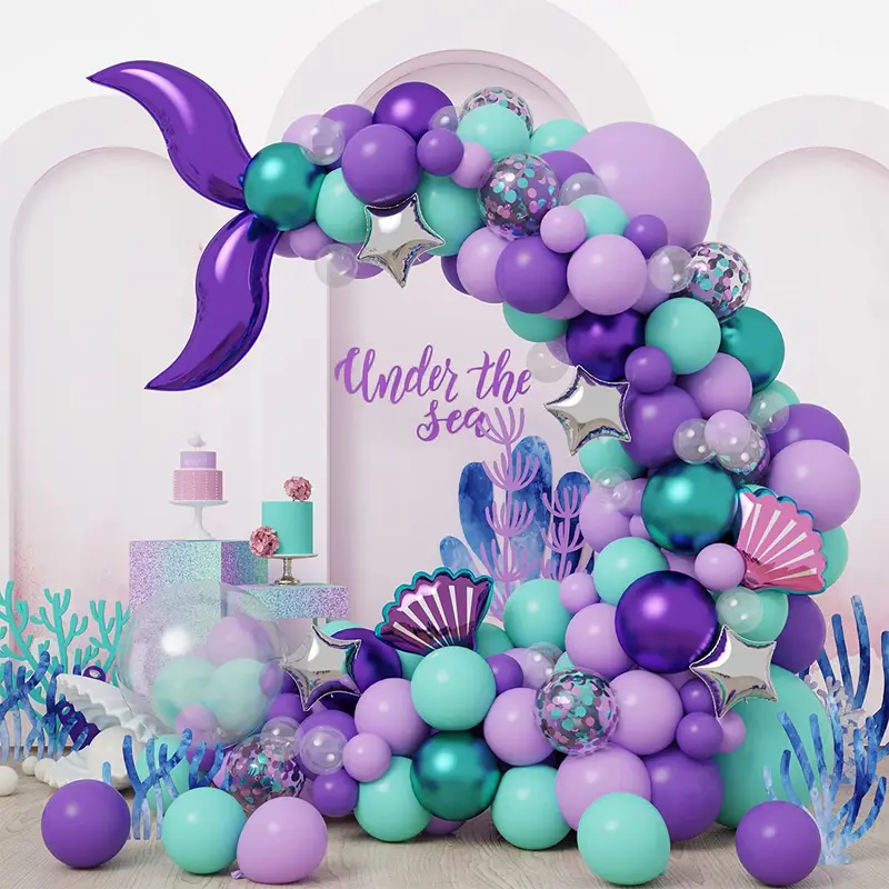 136pcs Mermaid Balloon Garland Kit for Mermaid Party Decoration Supplies, Balloons for Birthday Party Baby Shower Decoration 0