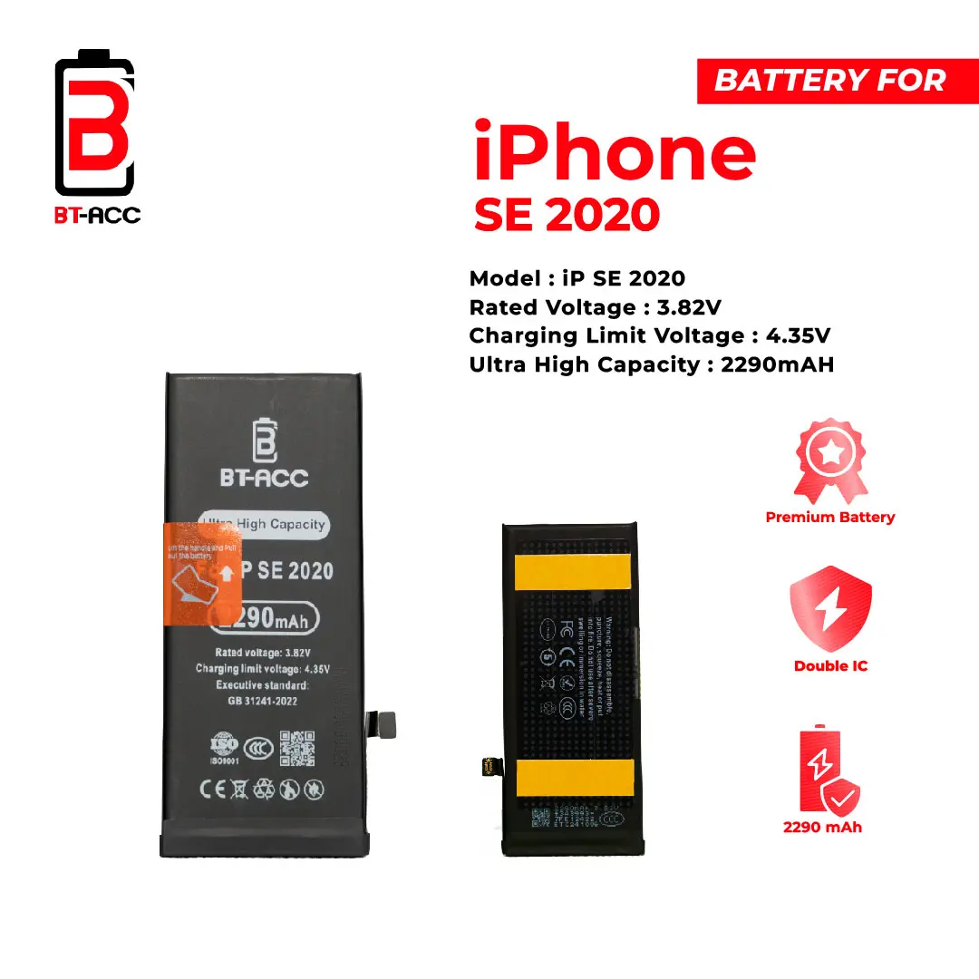 BT-ACC Ultra High Capacity Battery Baterai Batre For Iphone SE 2020 With 2290mAh