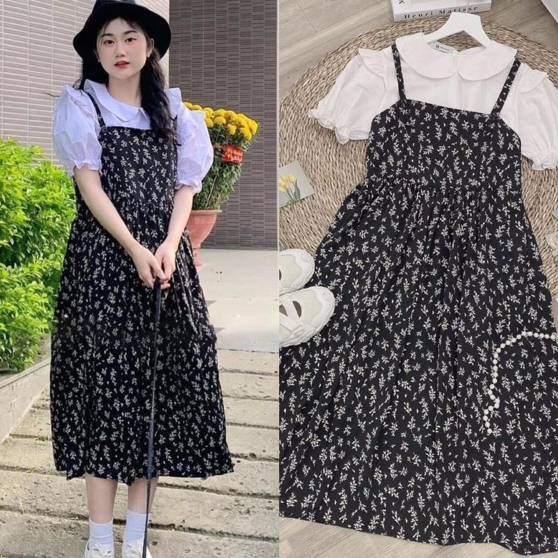 Váy Bầu công sở Hàn Quốc xinh tay sơ mi phối hoa nhí sang Thai kỳ Thoải mái Đầm Bầu váy thường mặc, mặc đi chơi ,dự tiệc đám cưới, đi du lịch