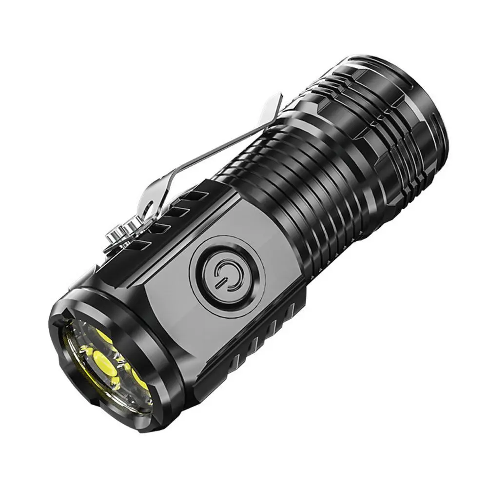 Three Eyes Magnetic Mini Led Flashlight With Clip Rechargeable High ...