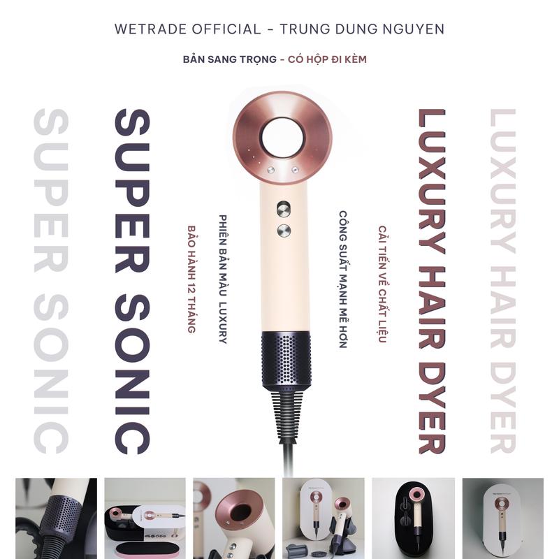 BẢN LUXURY 1 ĐẦU 2.7 MÁY SẤY TÓC SUPER SONIC 2026 Ion âm - Công suất 1600W - Nóng lạnh độc lập - Chăm sóc tóc nam nữ women - Bảo hành 12 tháng