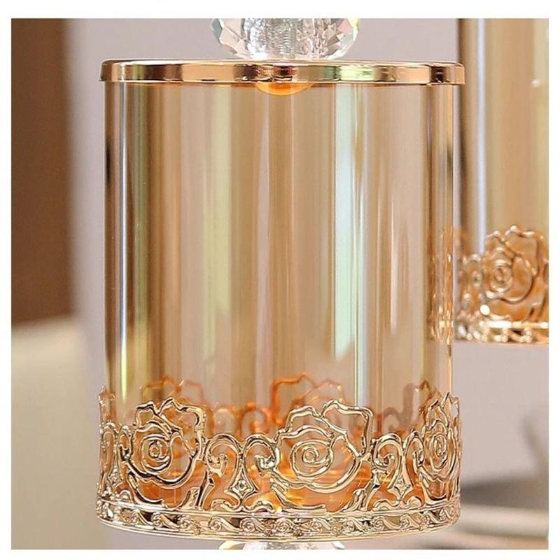 Product Introduction of New European Glass Storage Jar with Lid High-footed Rose Candy Jar Luxury Desktop Ornaments -plated Storage 12
