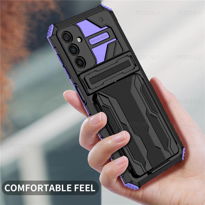 Product Introduction of Card Holder Phone Case For Samsung A35 A55 5G Casing Shockproof Armor Stand Hard Back Cover Multifunctional Galaxy 8