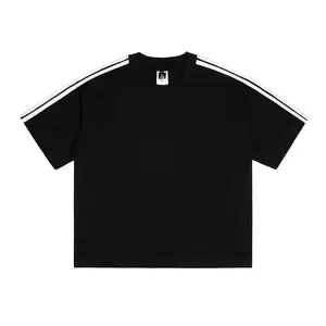 HLPD Weirdworld Tshirt Oversize Boxy Tee - Strip Polos Black