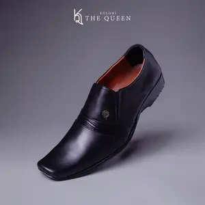 KQ Indonesia Sepatu Pantopel Pria K - 7077 Original Kulit Asli - Black