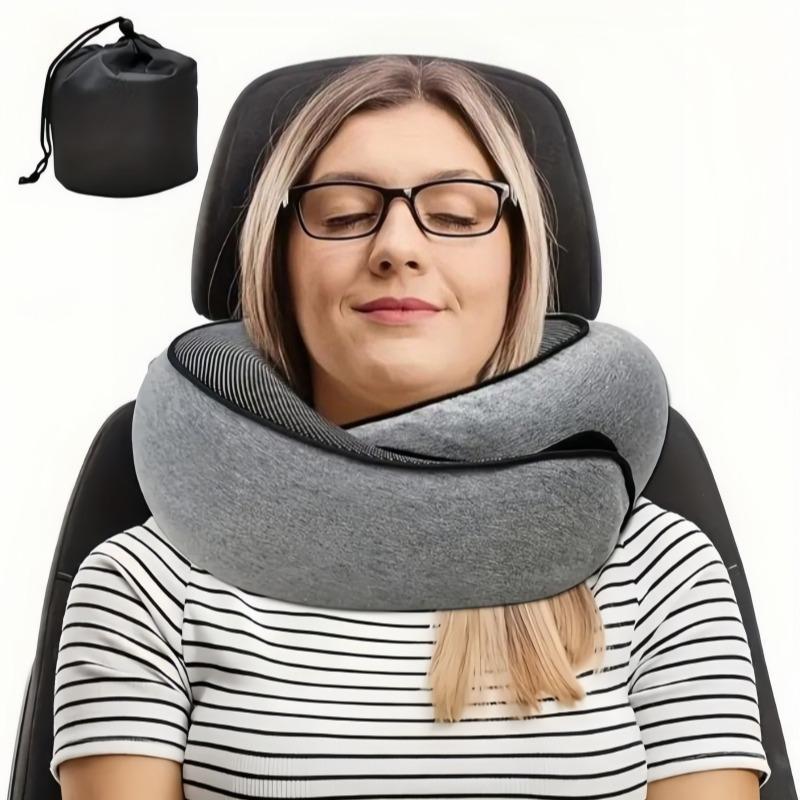 Travel Neck Pillow, 1 Count Comfortable & Breathable Neck Pillow with Storage Bag, Soft Neck Support Pillow for Airplane & Car & Office 0