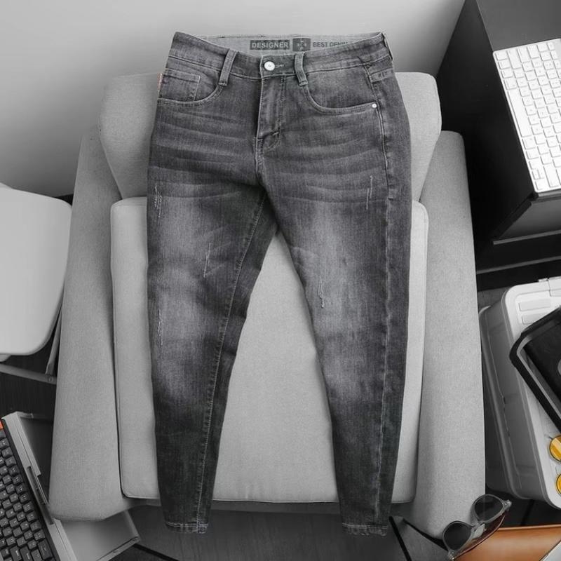 Product Introduction of Quần Jean Nam 2 Mẫu Màu Xám Bạc Và Xám Đậm Xước Nhẹ Chất liệu Co Giãn Tốt Form Dáng Chuẩn Size Denim Menswear Pants Có Túi 7