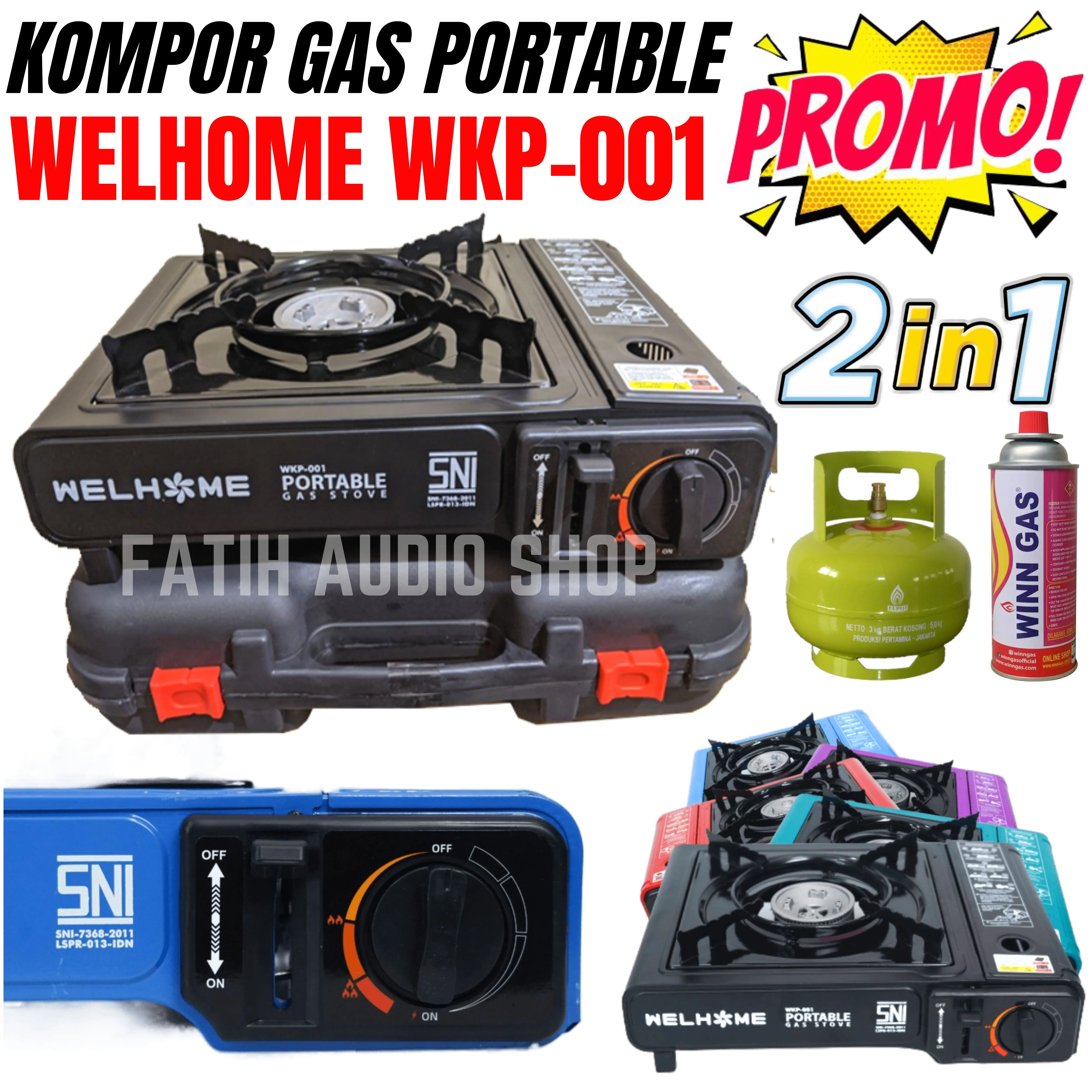 PROMO KOMPOR PORTABLE WELHOME 1 TUNGKU WKP 001 2 in 1 Bisa Gas ( Kaleng / LPG ) BISA COD - FATIH AUDIO SHOP