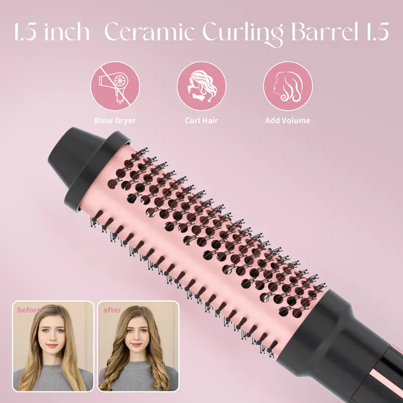 Heikki Vision 5 in 1 Curling Iron Set with Instant Heat Up, Dual Voltage, 4 Interchangeable Ceramic Curling Wands, Curling Brush, Heat Protective Glove & 2 Clips (Curling Iron 0.3-1.5") 2