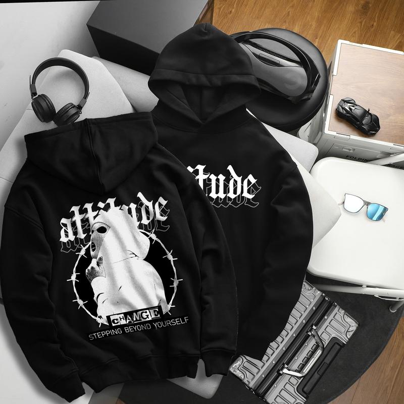 [bigsizemen] Áo khoác hoodie màu đen in hình thời trang cỡ đại bigsize nam < 140kg