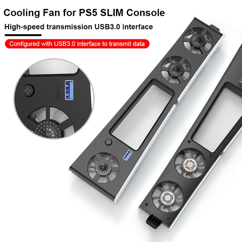 Quạt làm mát cho bảng điều khiển PS5 Slim, với cổng USB 3.0, hệ thống làm mát hiệu quả 8