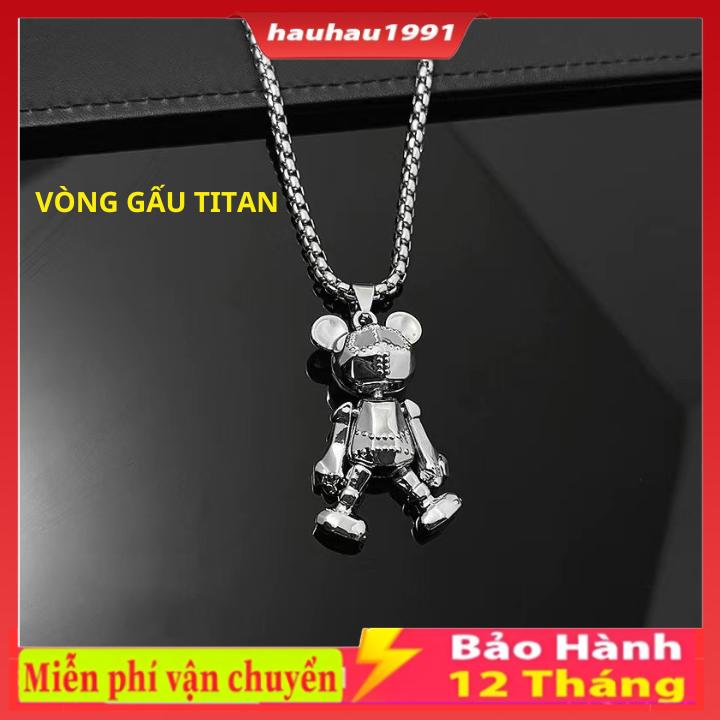 Vòng cổ Gấu Thép Titan Mặt Hình Gấu Nhỏ Có Khớp Chuyển Động Phong Cách Hip Hop…
