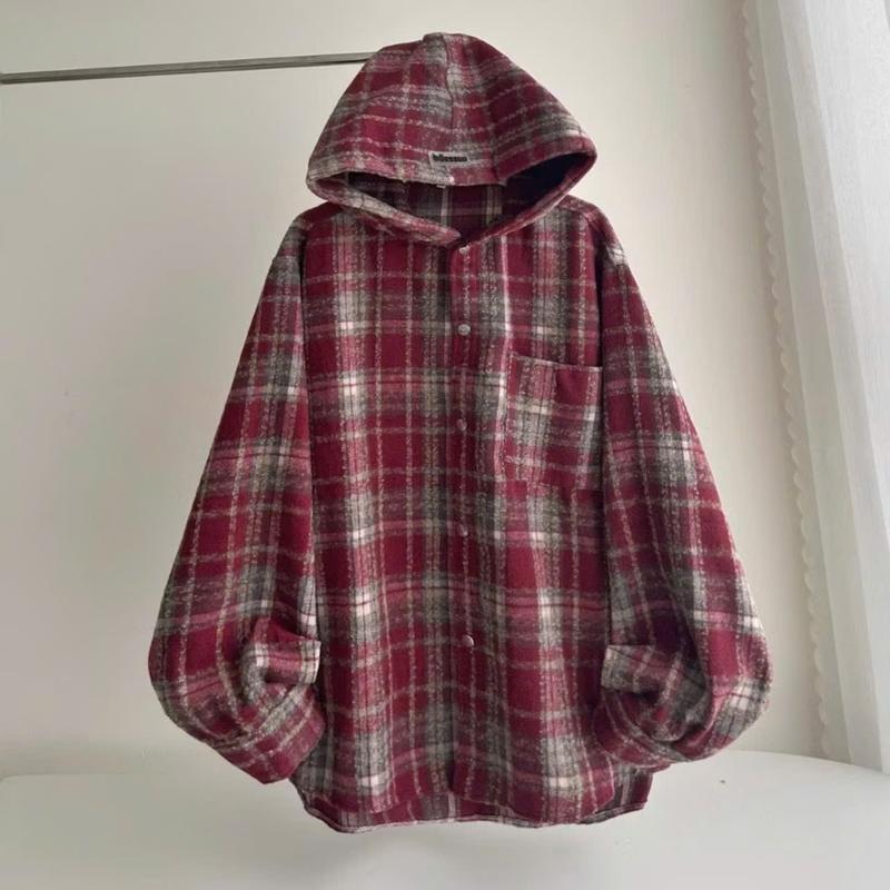 Áo Chống Nắng (Áo Sơ Mi) Unisex Nam Nữ Sọc Caro Có Mũ Form Rộng Chất Dày Dặn - Women 5