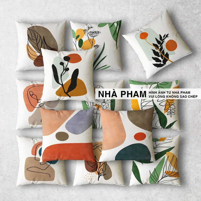 GỐI ÔM SOFA ABSTRACT , VẢI BỐ IN HÌNH (1->40) (45x45cm) 2