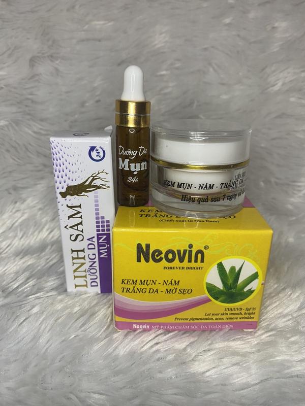 Combo 1 Hủ Kem Mụn 10g Neovin Và 1 Típ Serum Dưỡng Da Mụn Linh Sâm 24h 5ml
