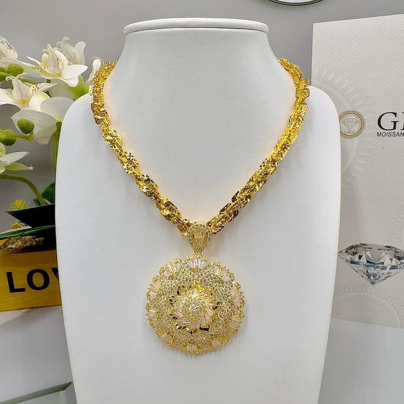  Dây chuyền nữ xoắn vuông 7 chỉ+mặt hoa 4,5cm sáng lấp lánh 