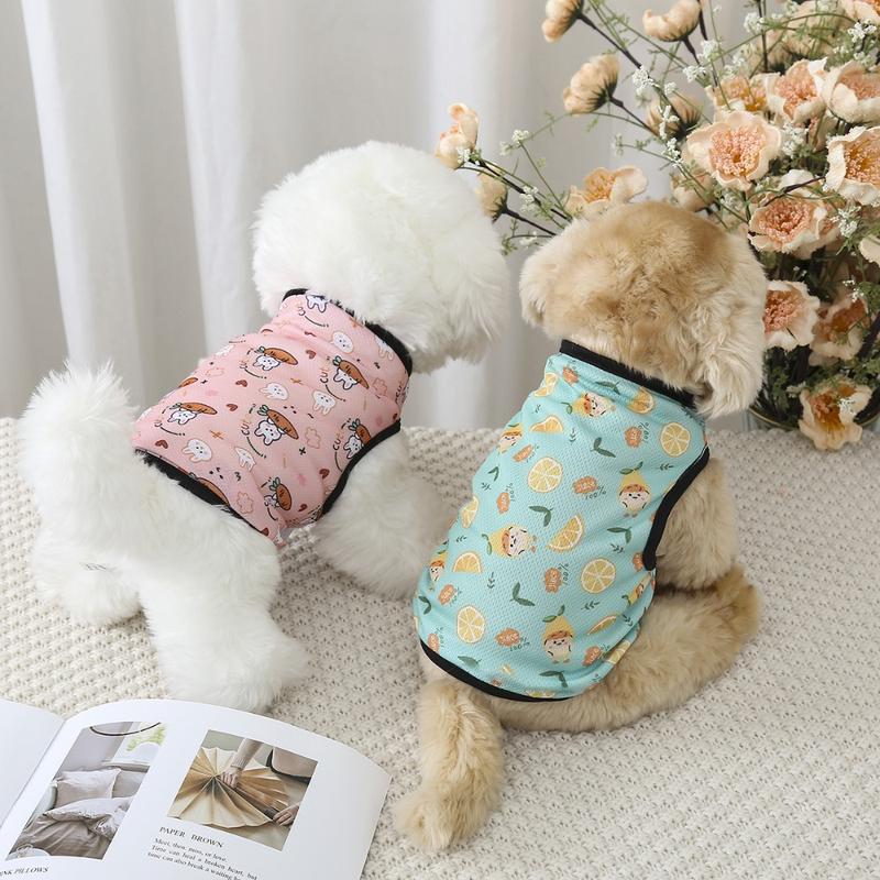 New Cute Pet Dog Clothes Small Medium Dog Comfortable Pet Vest Cartoon Printed Pattern Breathable Dog T-shirt 6