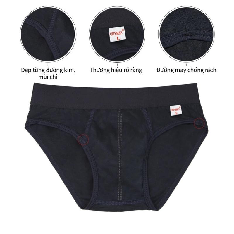 Combo 5  quần Sịp Tam giác cho nam cạp 4cm vải thun lạnh, kháng khuẩn khử mùi có dãn 4 chiều lưng trơn dễ mặc Boxer Quần Boxer Quần lót Menswear 3