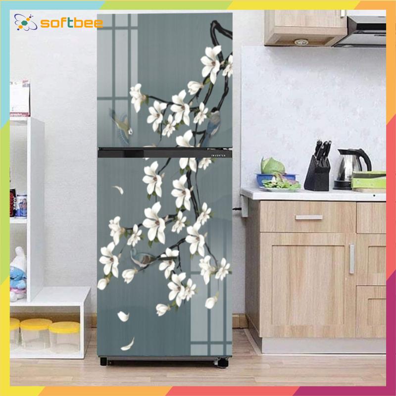 Tranh dán tủ lạnh chất liệu decal chống nước, in hình hoa tuyết mai xanh rêu, gồm 4 kích thước chọn lựa Decor Decor Phòng