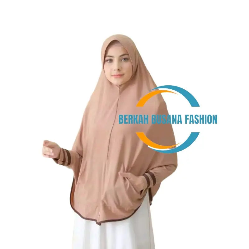 Jilbab Lengan Saku Hijab Tangan Panjang Kerudung Jumbo Syari Muslim Terbaru Cantik Instan Khimar 3