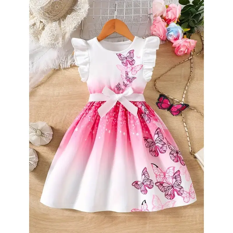 Girls 5-11 Years Butterfly Gradient Print Dress Short Sleeve Purple  Lavender Kids Party Birthday Christmas CNY Graduation Outfit - TikTok Shop  Singapore