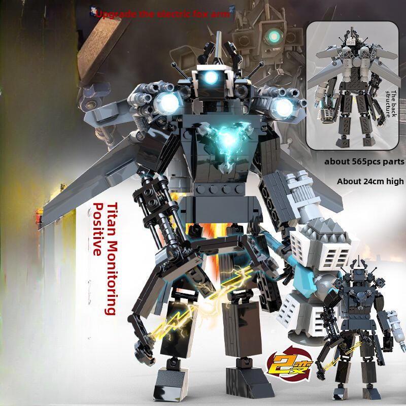 Đồng hồ Titan Đồ chơi Toilet Man Skibidi Nâng cấp nhà vệ sinh 2.0 Khối xây dựng Lắp ráp giám sát Thiết kế TV người đàn ông Toy Xếp Hình