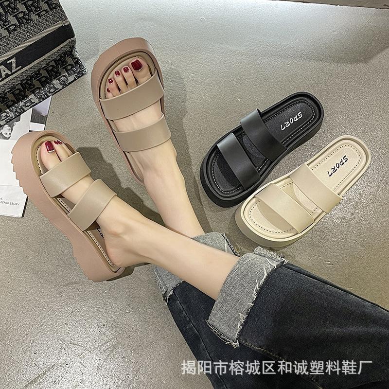  Dép nữ dép ulzzang 2 quai sport đế dày 3 màu phong cách Hàn Quốc hot 2022 DéP GiàY Mũi mở Mũi mở Shoes Cao Su 