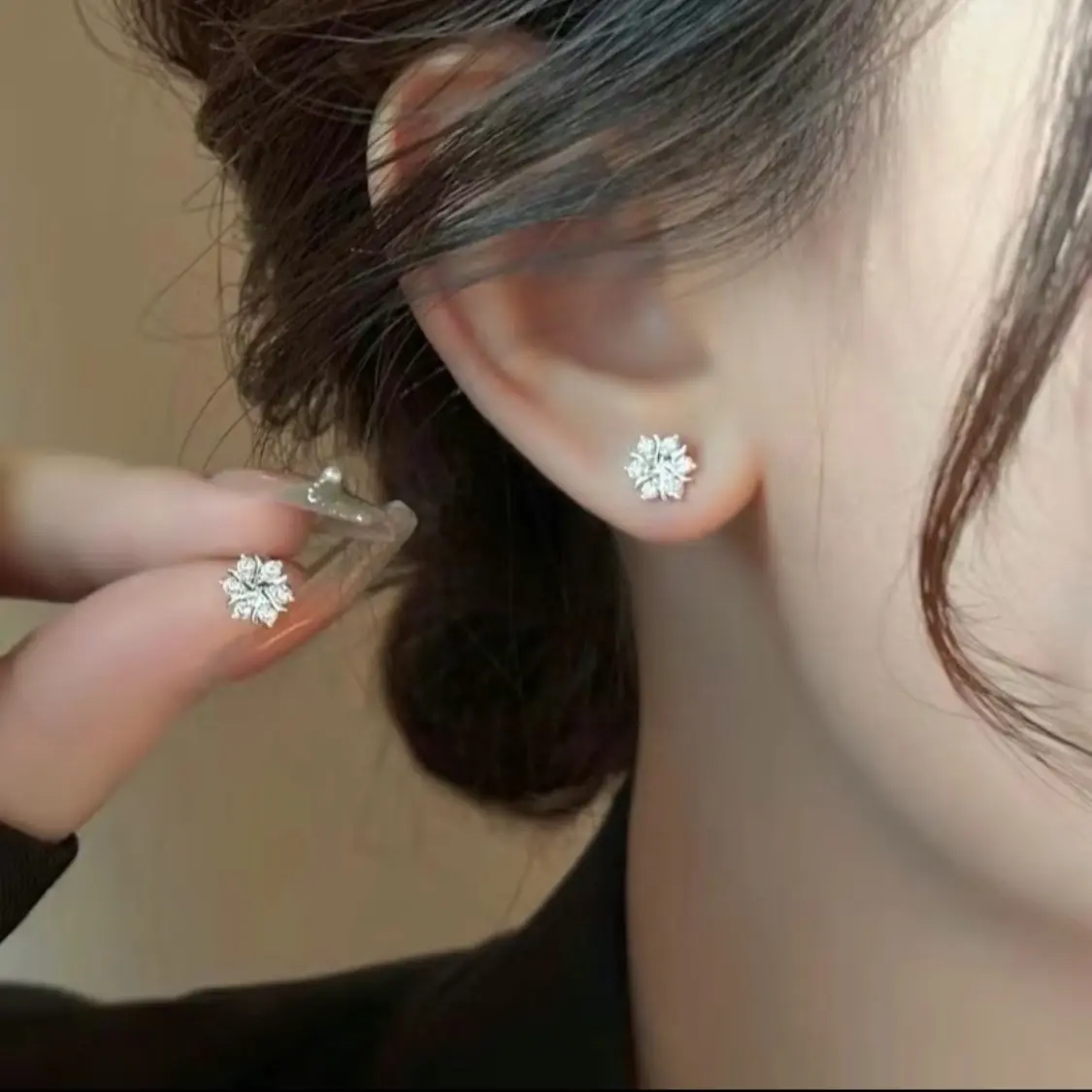 [059] Bông tai bạc hoa xoáy SolSilver