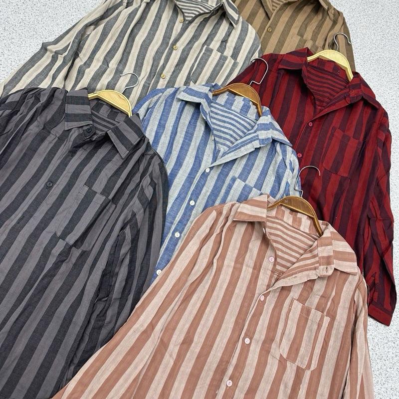 Áo Sơ Mi Cotton Kẻ To 2 Mặt,Mặt Trong Kẻ Nhỏ Freesz Dưới 62kg 1