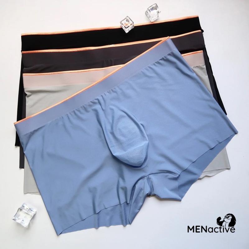 COMBO 4 quần sịp đùi Boxer nam Menactive lụa băng mỏng mịn, nhẹ, không viền, mát mẻ và thoáng khí BX01 Quần Boxer Quần Lót