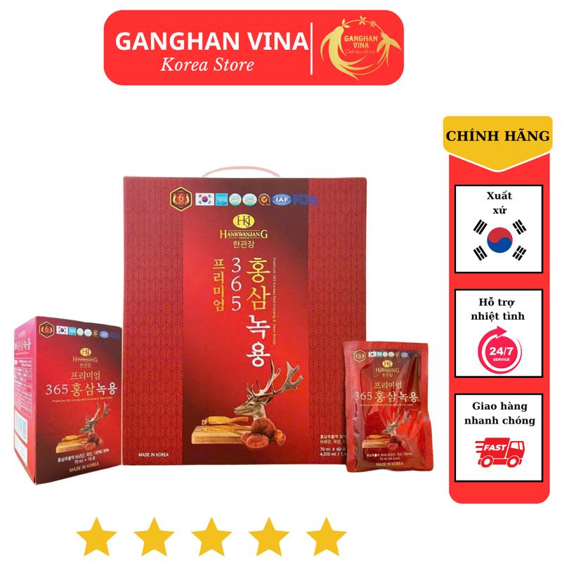 Nước Hồng Sâm Linh Chi Nhung Hươu Hankwanjang ( 70ml x 60 gói )