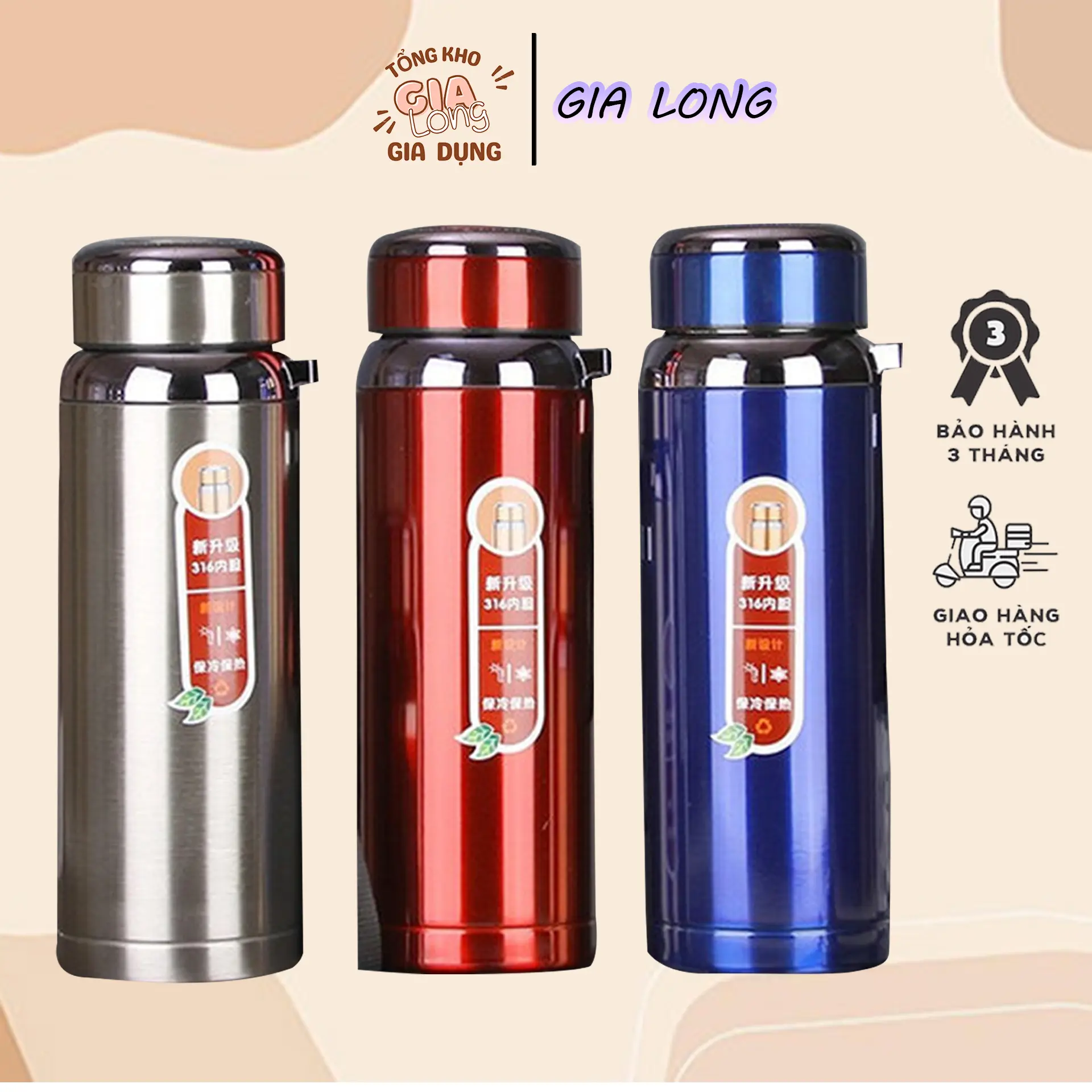 Bình Giữ Nhiệt 1000ml Inox 316 An Toàn, Giữ Nhiệt Lâu