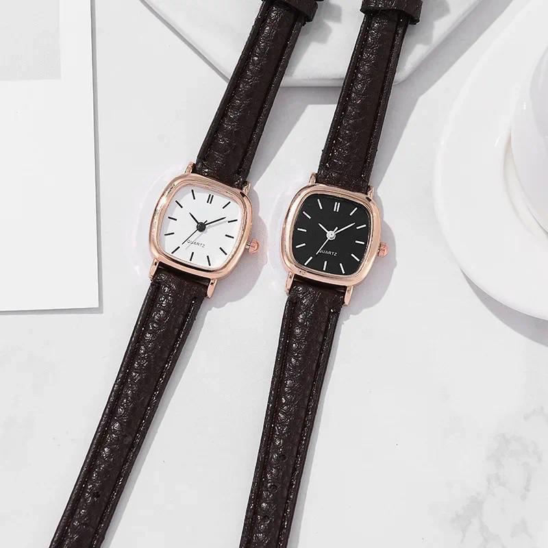 Product Introduction of Minimalist Women's Quartz Watch Vintage Fashion Solid Color Artificial Leather Thin Belt Watch 3