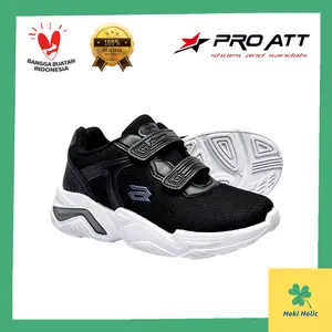 PRO ATT Sepatu Sekolah Anak Laki laki Perempuan TK PAUD SD SMP Perekat Hitam Putih Original Terbaru