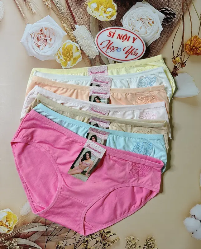 Combo 10 Quần Lót (3265) Cotton In Hoa Hồng Nổi Điệu Đà Nữ Tính (Size 45-55 Kg) Thun Women 0