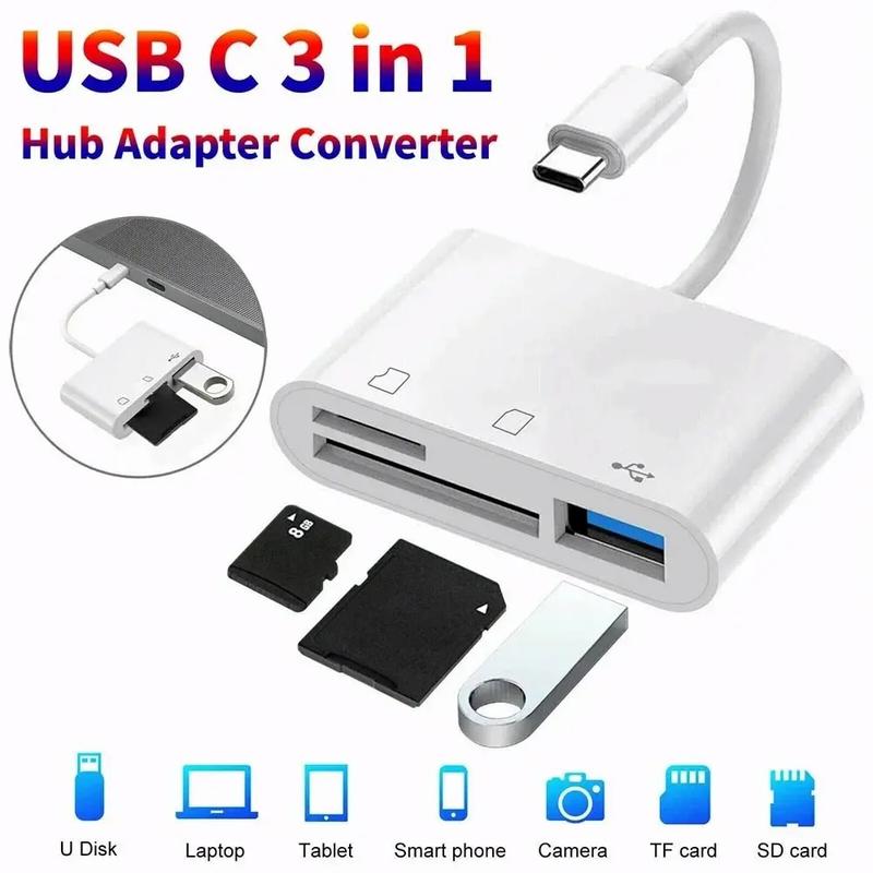Đầu đọc thẻ chuyển OTG Type-C, cho thẻ điện thoại Type-C, thẻ TF và thẻ SD, đầu đọc thẻ CF 0