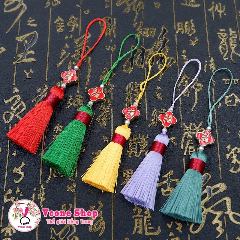 Tua rua mặt chữ phước chỉ đỏ 5cm nhiều màu trang trí may mắn nhỏ gọn 0