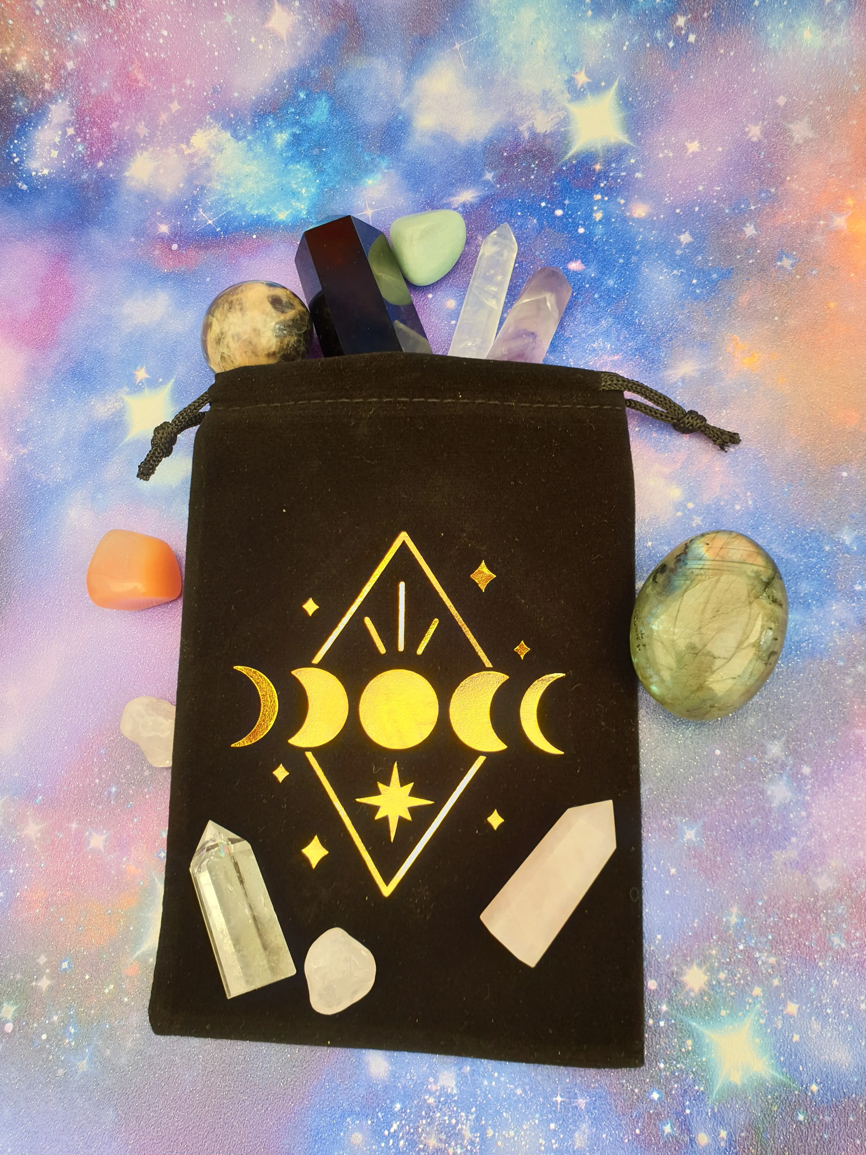 Velvet Pouch Bag, Tarot bag for Crystals or Tarot Cards, Witch, Manifestation, Spell Pouch Bag