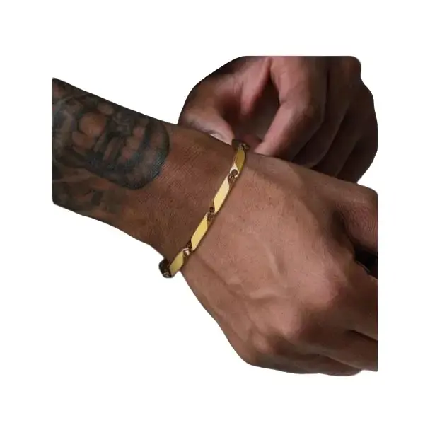 GELANG PADI/GELANG TITANIUM PRIA WANITA MOTIF PADI WARNA SILVER ANTI KARAT KEREN Gold Bracelets