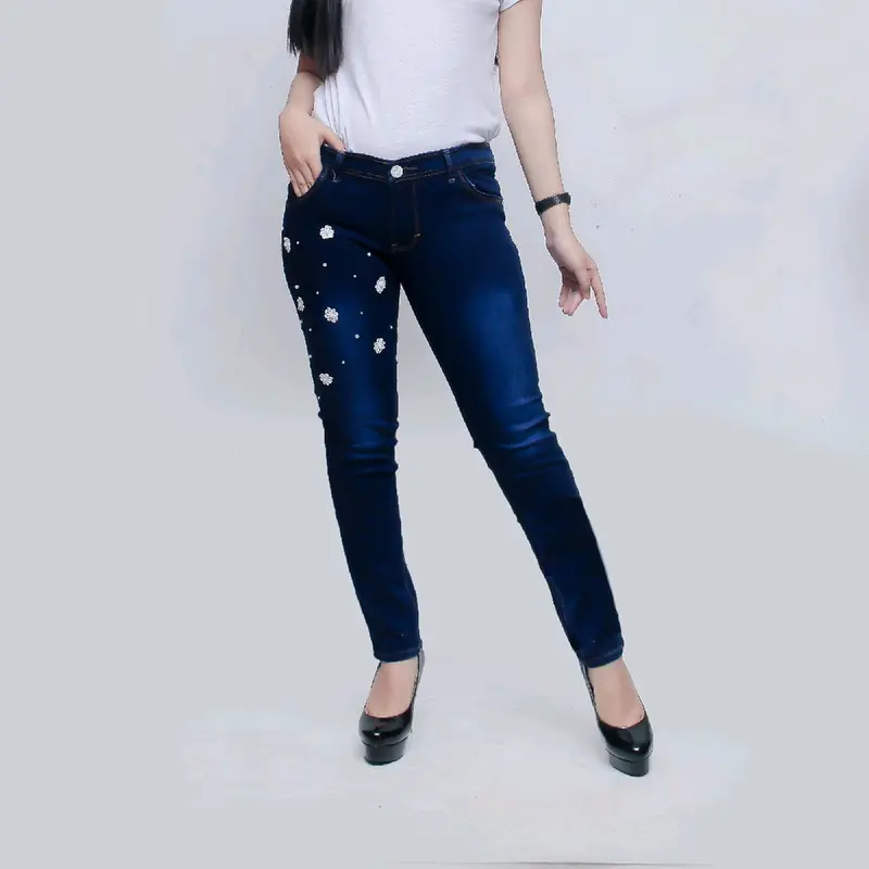 Celana jeans wanita mote bunga Melar Motif 2