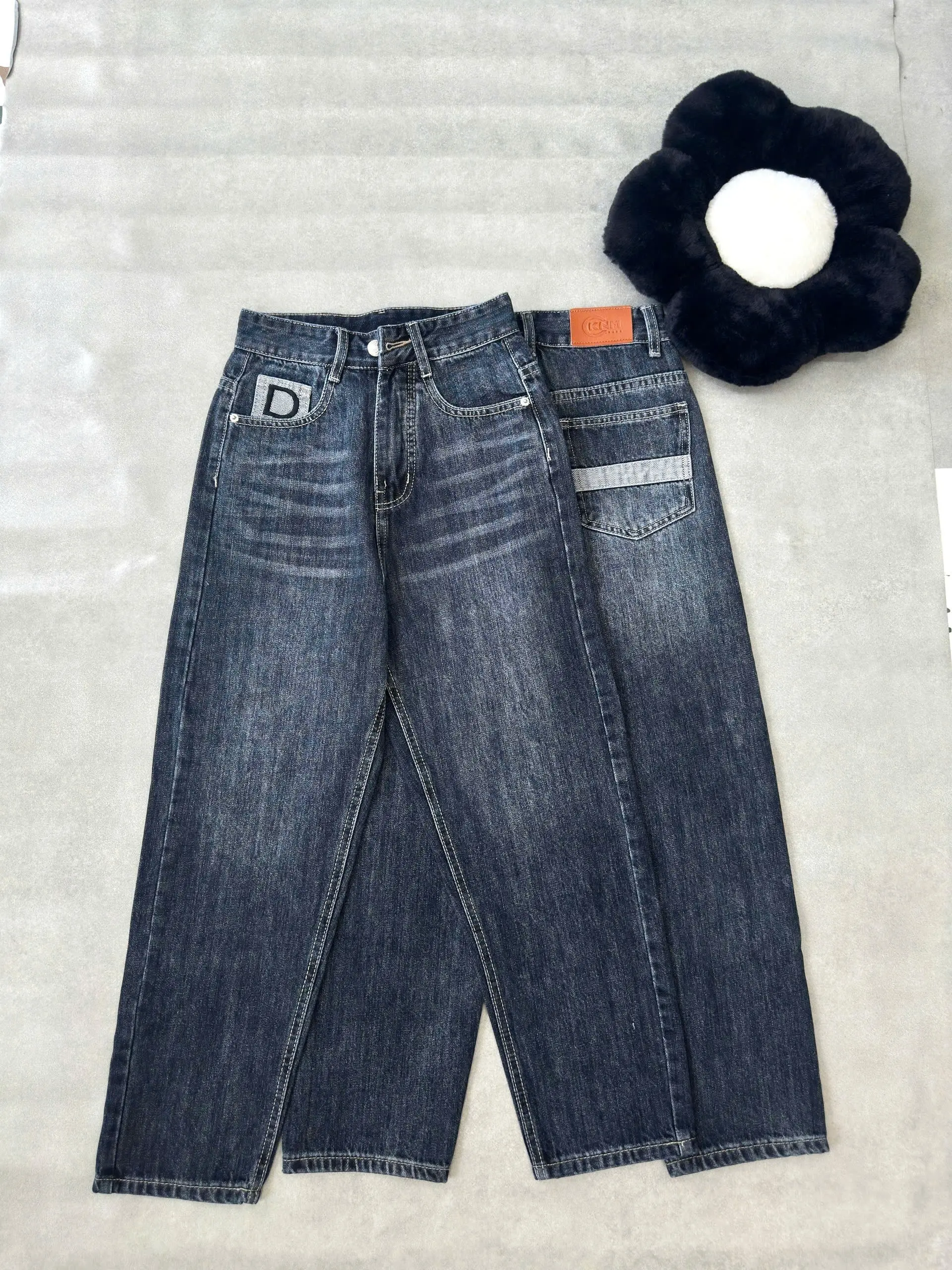 M095 Quần jeans baggy nữ cho nấm lùn dài 86 cm vải QC (KHÔNG CO GIÃN)