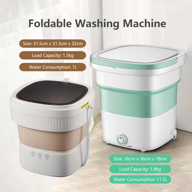 SG Ready Stocks Premium Foldable Washing Machine Portable Electronic Mini Washing Machine with drain basket