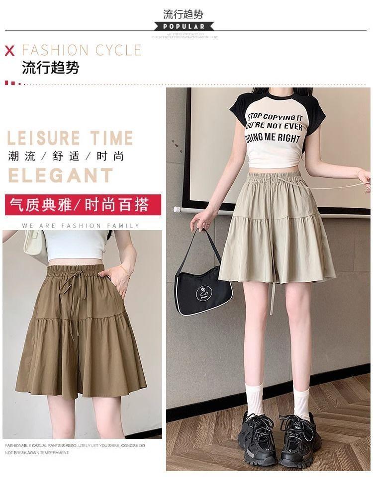 Product Introduction of [2380 People Collection] Idle Style Ice Silk Quick-Drying Wide Leg Culottes Shorts Women's Summer Thin plus Size Casual Shorts Pantskirt 8