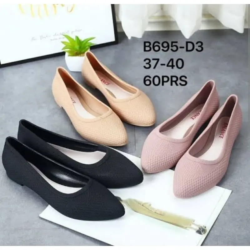 Sepatu Flat Jellyshoe 965 kasual Tanpa Hak Hitam Jelly 0