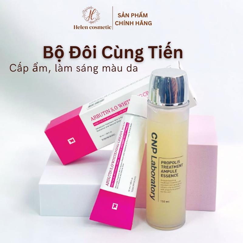[ Chính hãng hỗ trợ thâm, đều màu da, phục hồi, Toner keo ong CNP + kem Tosowoong arbutin 5% ]