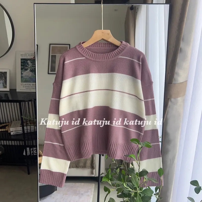 Atasan Rajut Motif Garis RINSYI 1