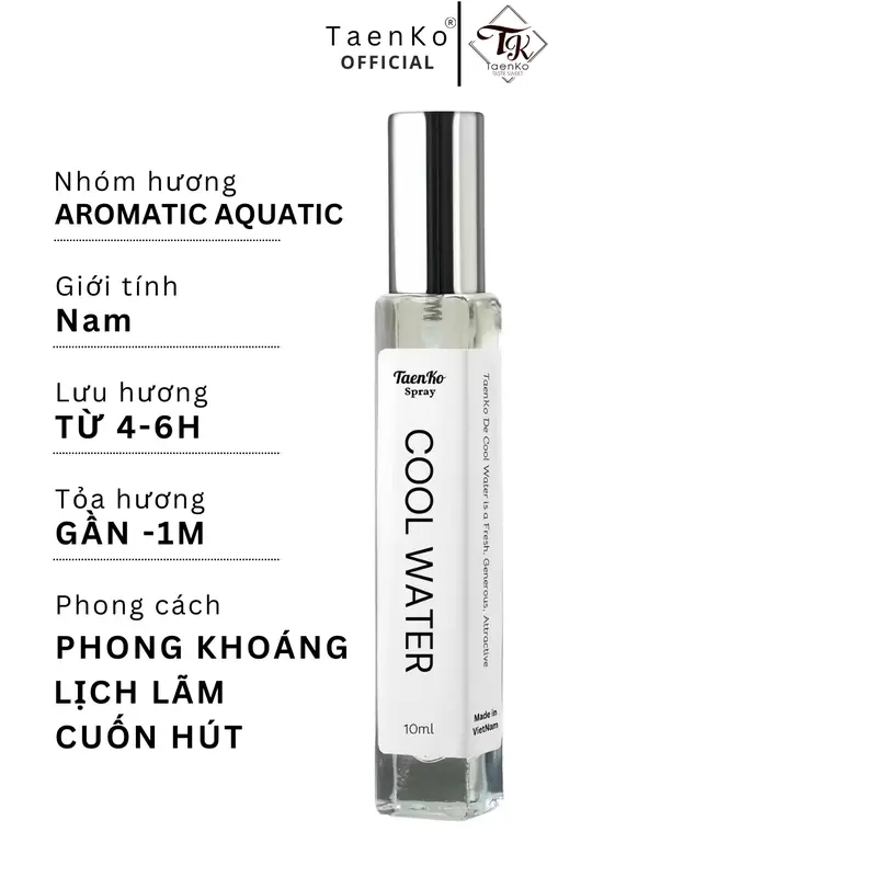 Nước hoa Nam TaenKo Cool Water Lịch lãm, Cuốn hút, Đầy nam tính - Dạng xịt 10mL 1